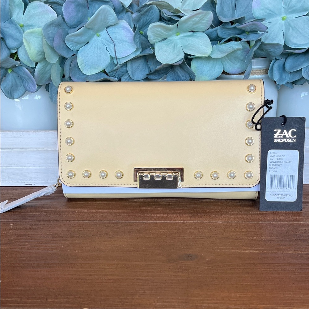 NWT ZAC Zac Posen Earthette Convertible Wallet Crossbody Studded